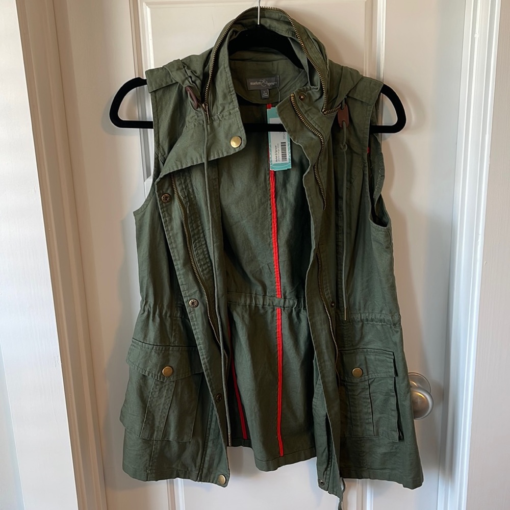 Utility Vest Jacket with Hood